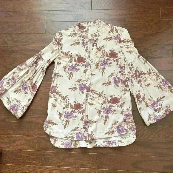 Free People Long Sleeve Floral Tunic Top - Picture 6 of 10